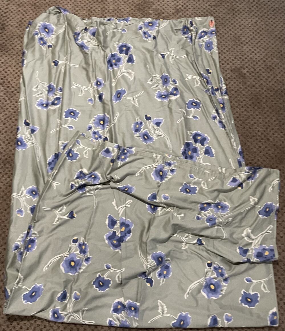 Pottery Barn Green Purple Watercolor Floral Duvet Cover & 2 Pillow Shams Full Qu
